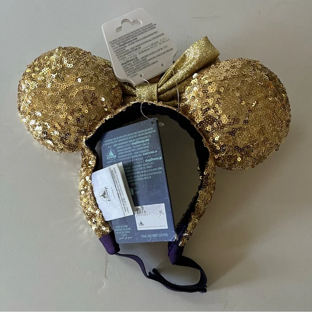 Disney Wish Adaptive Ear Headband Gold and Navy Kids Minnie Mouse Ears